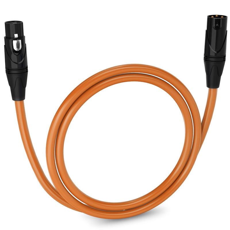 LyxPro 3 Feet XLR Microphone Cable Balanced Male to Female 3 Pin Mic Cord for Powered Speakers Audio Interface Professional Pro Audio Performance and Recording Devices - Orange - Image 1